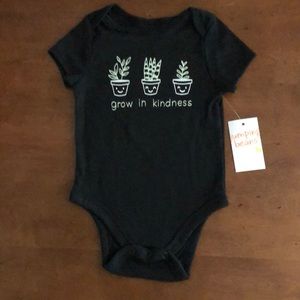 🌵 3/$15 short sleeve plant grow in kindness bodysuit snaps one piece